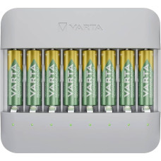„VARTA“ akumuliatorių įkroviklis, komplekte su 8 vnt. AA 2100 mAh akumuliatoriais, įkraunamų AA/AAA baterijų įkroviklis, iki 8 baterijų, „Eco Charger Pro Multi“, vienos lizdo įkrovimas, korpusas pagamintas iš 75 % perdirbtų medžiagų | skirtas įkraunamoms 
