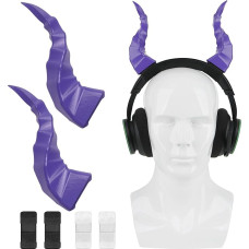 Geekria Universal Demon Dragon Horns Headphone Decoration, Easy Clip Cosplay Accessory for Over-Ear Gaming Headsets (Purple)