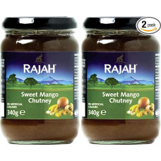 Rajah Mango Chutney - Mild, Fruity Sweet, Slightly Spicy - Ideal for Seasoning Meat, Fish, Cheese or Dipping (Pack of 2)