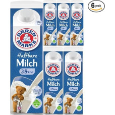 „Bear Brand“ „Alpine Milk“ ilgai išsilaikantis pienas, 3,8 % riebalų, 1000 ml, 6 vnt. su „Pufai“