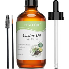 Phatoil Organic Castor Oil Cold Pressed 118 ml, 100% Natural, Hexane-Free | Suitable for hair, body, eyelashes and eyebrows. Versatile use as massage oil and base oil for daily care.