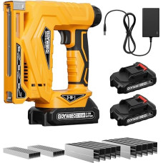 „3-in-1“ akumuliatorinis vinų pistoletas – 21 V elektrinis vinų pistoletas, komplektą sudaro 2 vnt. 2000 mAh akumuliatorių, 1000 vinių (18 kalibro), 1000 140 tipo sąvaržų ir 1000 53 tipo sąvaržų, akumuliatorinis vinų pistoletas, skirtas