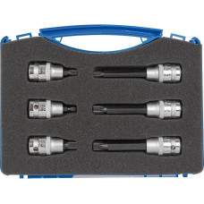 SW-Steel Spline Mouthpiece 1/2, S5106 | Screwdriver bits made of chrome vanadium steel, internal serrated profile, includes robust plastic case and insert