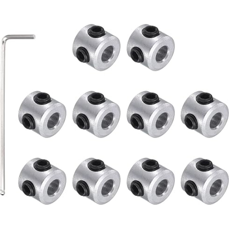 sourcing map Schaftmanschette, 3 mm Bohrung, 6 mm dick, Aluminiumlegierung, 7 mm Außendurchmesser, Sicherungsring mit Kugelkopf-Sechskantschlüssel für Industrie, CNC-Werkzeugmaschinen