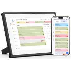 NEWYES 10 Inch Digital Calendar - WLAN Family Planner for Family Everyday Life | Wall Calendar, Full HD with Touch Screen, Google & iCloud Calendar Sync, Wall and Desk Mounting, Black