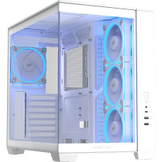 ASUS A32 Plus White ATX-PC Case | ARGB Fan, Panoramic Design, Glass Front Panel, Compatible with 360 mm Radiators & 420 mm Graphics Cards, Front Panel USB C