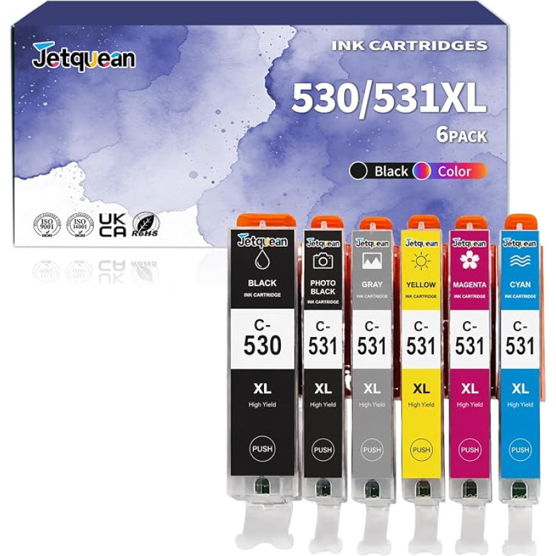 PGI-530 CLI-531 XL spausdintuvų kasetės, didelis rinkinys