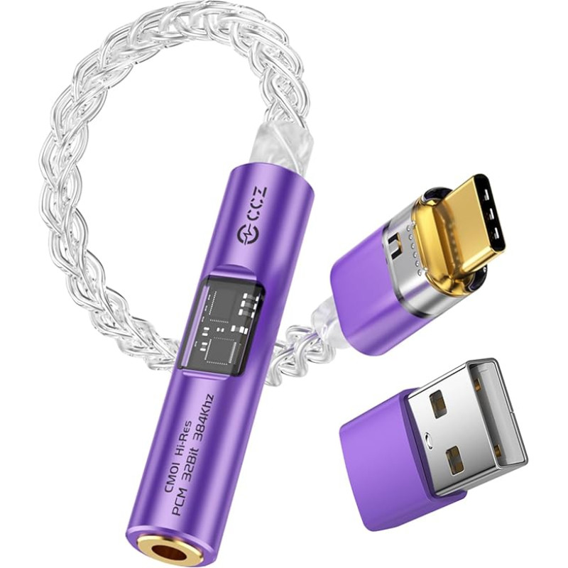 EZ EAR CCZ CM01 Headphone Adapter USB C to 3.5mm Jack Adapter Amplifier MAX97220 DAC Decoder Chip CX31993 High Resolution Audio Converter 24bit/384kHz