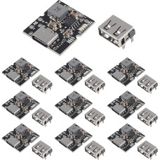 10pcs Type-C USB 5V 2A Boost Converter Step-Up Power Module Lithium Battery Charging Protection Board LED Display USB for DIY Charger (no welding version)