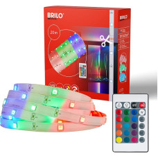 BRILONER – 20 m ilgio LED juosta su nuotolinio valdymo pultu, spalvingos RGB šviesos spalvos, lipni, LED juosta, kambario dekoravimas, žaidimai, juosta, vakarėlio dekoravimas, šviesos juosta, balta