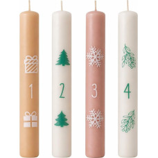 Advent Candles Taper Candles Set 1-4 - Candles Advent Wreath Numbers Brown Beige Cream White - Christmas Candles Diameter 2.2 cm 17 cm Paraffin