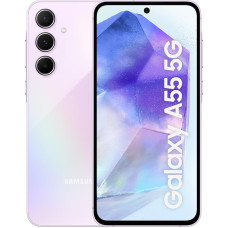 „Samsung Galaxy A55 5G“ išmanusis telefonas, „Android“ telefonas be sutarties, 128 GB – 8 GB RAM, 2 dienų baterijos veikimo trukmė, 50 MP kamera, spalva „Awesome Lilac“, 2,5 metų garantija