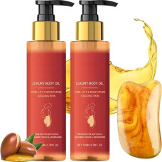 Pack of 2 Glow Remedy Oil Original, Magic Luxury Body Oil, Glow Remedy Oil Firming Magic Body Oil for Saggy Skin, Revitalisation of the Skin, Body Oil for Dry Hair, with Massage Board for Skincare