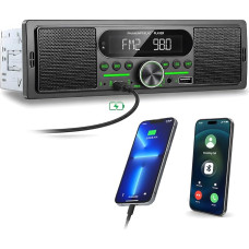 SIXTOP Car Radio 1 DIN Bluetooth Hands-Free Car MP3 Player FM/AM Radio USB/TF/AUX 60W x 4 Subwoofer Output Audio Recording Type-C Charging Colour Lights