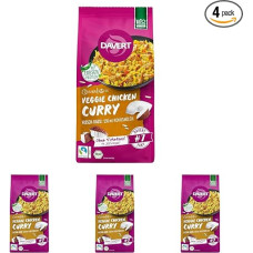 Davert Veggie Chicken Curry with Fairtrade Rice, 120 g, Spicy Curry with Fairtrade Rice and Chunks from Peas and Farm Beans, 100% Davert Organic Quality (1 x 120 g) (Pack of 4)