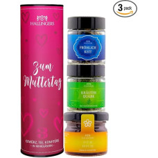 Hallingers For Mother's Day - 3-Piece Gift Set with Tea, Jam and Spice - Delicatessen Enjoyment Set as a Gift Idea, Gourmet Gift Vegan (Set) - Gift Ideas Christmas & Gifts Advent Calendar