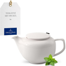 Villeroy & Boch - Afina Teapot with Lid and Filter, Jug for Tea Made of Premium Porcelain, Made in Germany, Dishwasher and Microwave Safe, White
