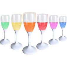 LED šampano taurės, vandeniui ir skysčiams skirtos, su aktyvuojamu apšvietimu, 120 ml, šviečiančios vyno taurės, spalvotos šampano taurės, gėrimo taurės, 6 vnt.