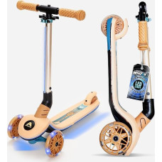Apollo Whizzie LED Children's Scooter, Foldable Children's Scooter, Height-Adjustable Tricycle Scooter for Children from 3 Years, LED Effect in Wheels, Handlebars and Deck, 3-Wheel Scooter in Cool