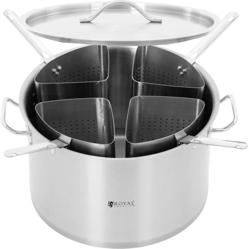 Royal Catering Makaronų virimo puodas su 4 įdėklais, skersmuo 40 cm, talpa 31 l