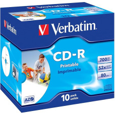 „Verbatim“ 43325 AZO 52x spausdinamieji CD-R – 10 vnt. pakuotėje su „Jewel“ dėklu