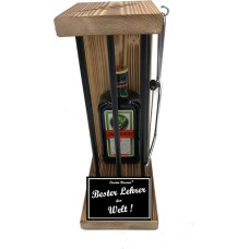 „Jägermeister“ dovanų idėjos mokytojams: atsisveikinimo rinkinys „Iron Reserve Black Edition“, užrašas juodas/W, „Geriausias mokytojas pasaulyje“, žolelių likerio rinkinys (1 x 0,35 l)