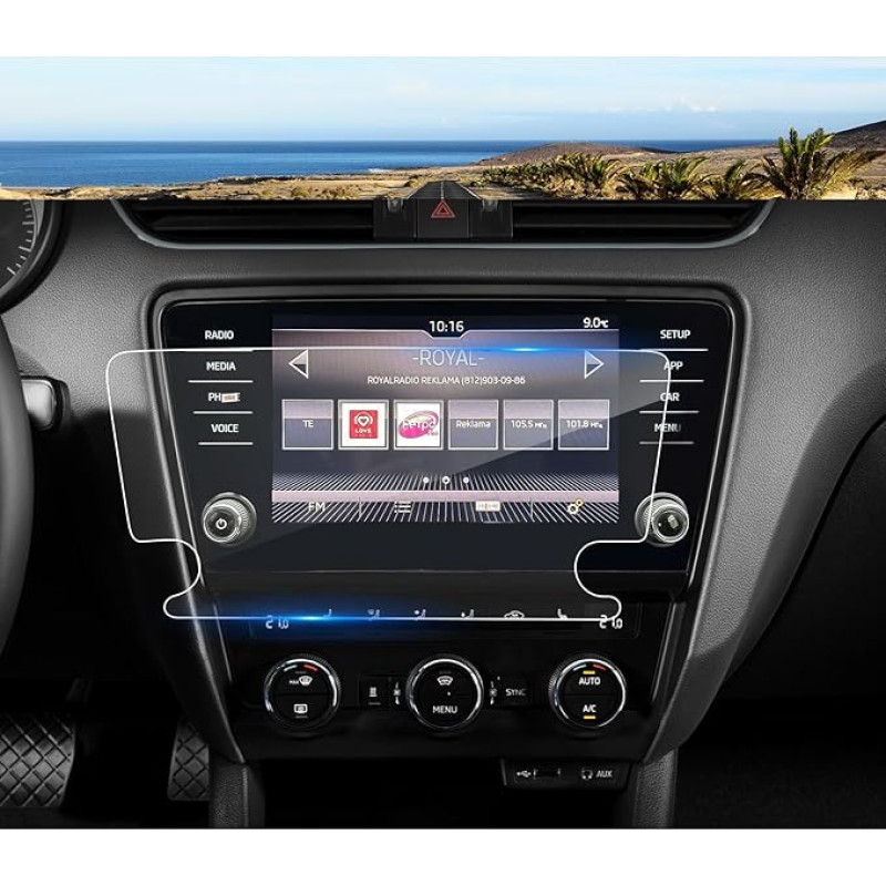Coleya Navigation Screen Protector Compatible with Skoda Octavia 3 MK3 5E RS 2017-2019, Skoda Octavia Tempered Glass Screen Protector, 9H Anti-Scratch GPS Screen Protector (8 Inches)