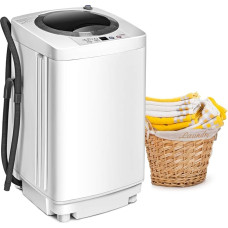 GOPLUS Mini Washing Machine, 3.5 kg, Fully Automatic Washing Machine with Spinner, 6 Programmes, Display Including Drain Pump, Top Loader Washing Machine Ideal for Apartments and Motorhomes, 43 x 43 x