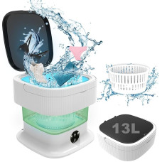 Mini Washing Machine Foldable, 13L Improved Portable Washing Machine with 3 Modes, Small Washing Machine Deep Cleaning of Underwear, Baby Clothes, Small Clothes for Homes, Dormitories, Green