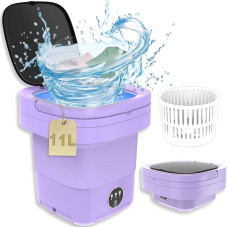 Mini Washing Machine Foldable, 11 L 2 in 1 Foldable Portable Mobile Washing Machine Small, Efficient Small Washing Machine for Baby Clothes, Underwear, Camping, Motorhomes Gifts Travel Purple