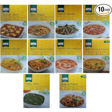 10x Indijos paruoštų patiekalų mišinys A280g iš Indijos Tikka Mother Paneer Curry Dal Palak Makhani Masala Aloo