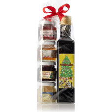 Geschenkset aus dem Allgäu | 250ml Weihnachtssirup für Glühwein und Punsch | Weihnachts Fruchtaufstriche-Honig Geschenkset | Handgemachte Fruchtaufstriche | Deutscher Honig (250ml+4x50g)