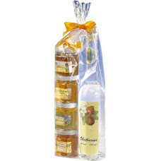 Geschenkset aus dem Allgäu | 200ml Obstbrand aus aus ausgewählten Früchten | Fruchtaufstriche-Honig Geschenkset | Handgemachte Fruchtaufstriche | Deutscher Honig (200ml+4x50g)