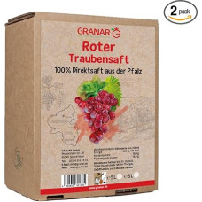 2 x 5 l raudonųjų vynuogių sulčių iš Pfalco, 100 % raudonųjų vynuogių sulčių, veganiškos, be priedų - 2 x 5 l dėžutės