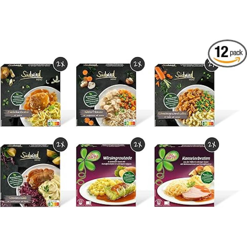 Basic Pack of 12 Menus - Various Ready Meals for the Microwave / Water Bath - Südwind Lebensmittel