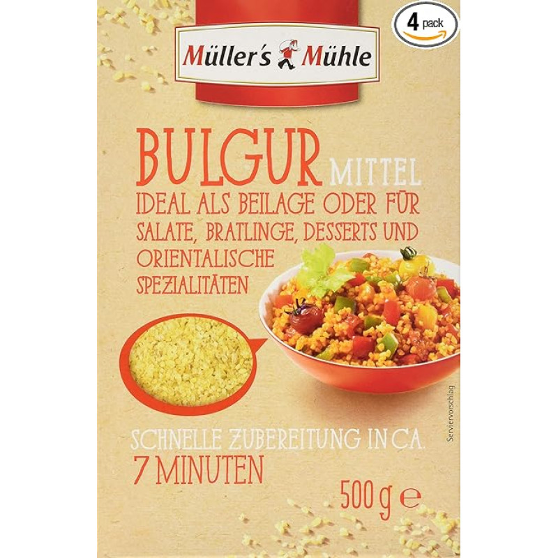 Müllers Mühle Bulgur Medium Pack of 4 (4 x 500 g)