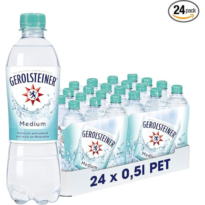 Gerolsteiner Medium, vienkartinis, (24 x 0,5 litro), 500 ml (24 vnt.)