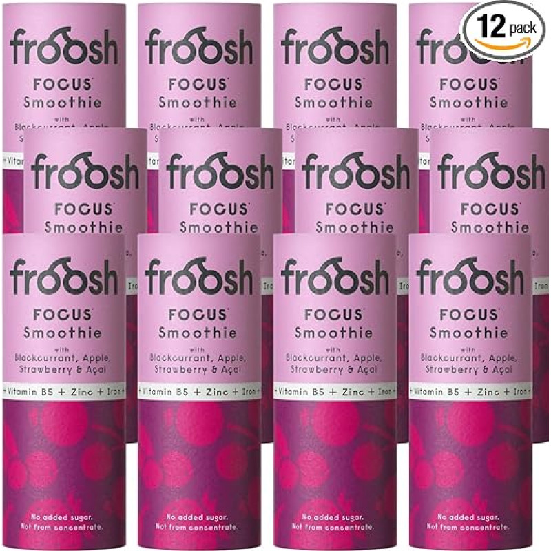 Froosh Focus Functional Smoothie Currant, Apple, Strawberry & Acai 12 x 235 ml in Cardboard Box