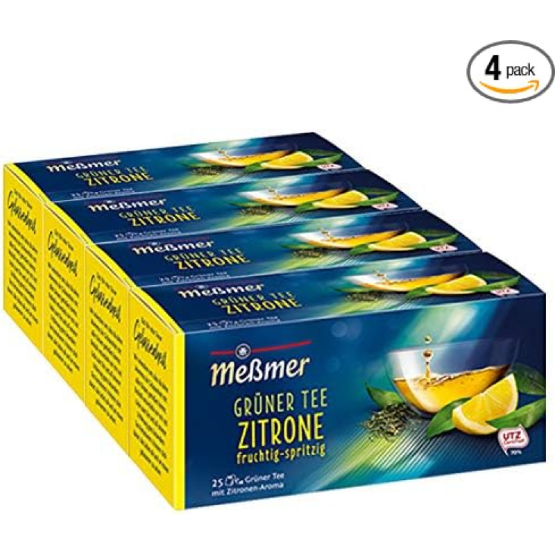 Meßmer Green Tea Lemon 25 TB Pack of 4 (4 x 43.75 g)