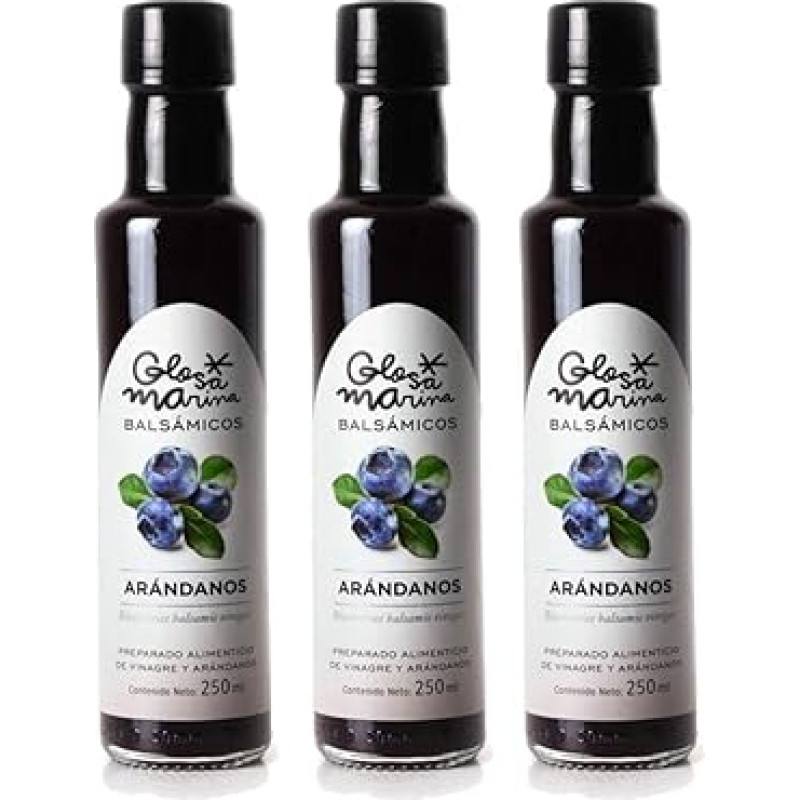 GLOSA MARINA Arandanos Crema Balsámica de Arándanos Balzaminis gurmaniškas actas Kremas Mėlynių uogų pakuotė 3 x 250 ml