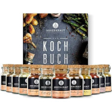 Ankerkraut Cookbook Set of 12 Cork Jars, Simple Recipes for Everyone, Gift Set