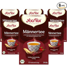 YOGI TEA Men's Tea, Ayurvedic Organic Spice Tea, Naturally Caffeine-Free, Blend of Roasted Herbs and Spices, Ginseng, Chili and Mace, 6 x 17 Bags (102 Tea Bags in Total)