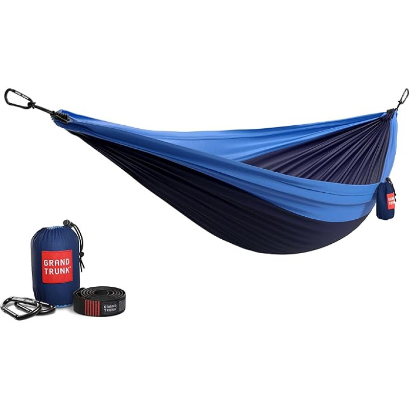 Grand Trunk Double Deluxe Hammock w/Straps Hängematte, Farbe:navy/light blue