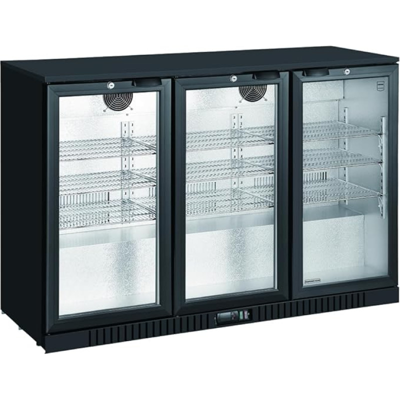 METRO Professional GBC3003 Bottle Cooler, Aluminium/Glass, 135 x 53 x 89.5 cm, 308 L, Adjustable Shelves, Automatic Defrosting, LED Lighting, Black