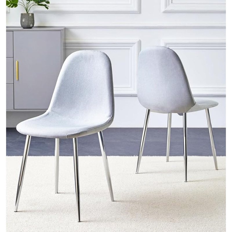 Cullompton Dining Chair with Metal Legs Upholstered Grey for Kitchen Home Office