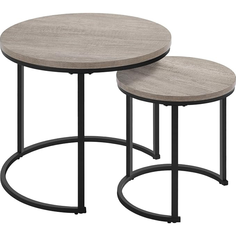 Yaheetech Coffee Table Set of 2 Living Room Table Round Side Table with Metal Frame Sofa Table Modern Coffee Table Set Tables for Living Room, Grey