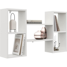 KUBUTKU Dekoratyvinė sieninė lentyna su 5 lentynomis, 102 x 60 x 18 cm, skandinaviško modernaus dizaino, skirta svetainei, virtuvei, biurui, miegamajam, vonios kambariui, pakabinama lentyna, knygų spinta (balta)