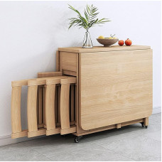 BLOHDI sulankstomas valgomojo stalas, ištraukiamas valgomojo stalas su 4 kėdėmis, sulankstomas stalas virtuvei, valgomajam, svetainei, restoranui (dydis: 1,4 m)