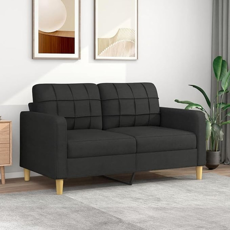 ZEYUAN 2 vietų sofa juoda 140 cm audinys Sofa Svetainė Jaunimo sofa Atsipalaiduoti sofos ir sofos Sofa miegamajam Jaunimo vaikų kambariui