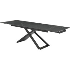 PASCAL MORABITO XERENA valgomojo stalas nuo 6 iki 10 asmenų išplečiamas keramikos ir metalo marmuro išvaizdos juodas